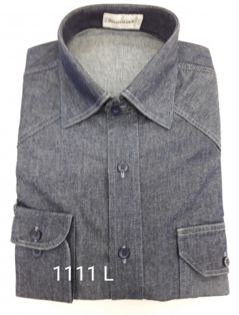 Camisa masculina longa jeans 2 bolsos