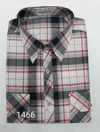 Camisa masculina manga curta, 2 bolsos xadrez