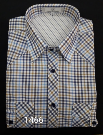 Imagem da Camisa masculina manga curta, 2 bolsos xadrez