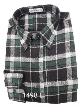 Camisa masculina manga longa xadrez verde inverno