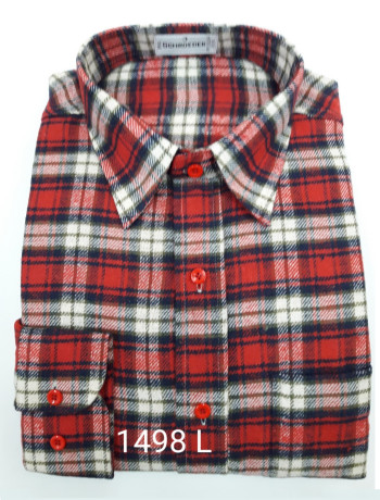 Camisa masculina manga longa xadrez vermelho inverno