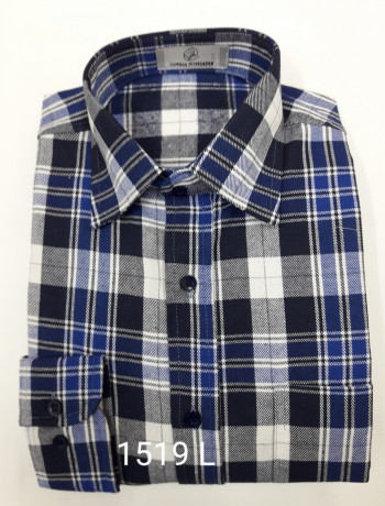 Camisa masculina manga longa xadrez azul inverno
