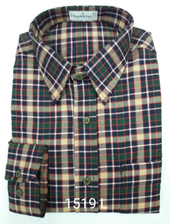 Camisa masculina manga longa xadrez verde inverno