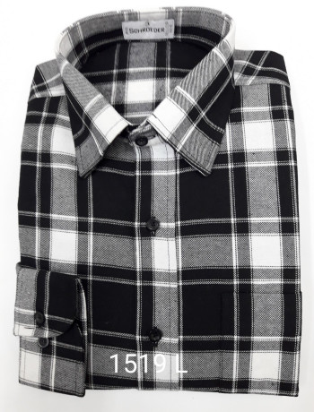 Camisa masculina manga longa xadrez inverno preto