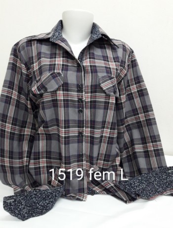 Camisete feminina xadrez manga longa várias cores inverno