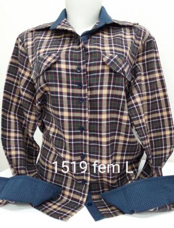 Camisete feminina xadrez manga longa várias cores inverno